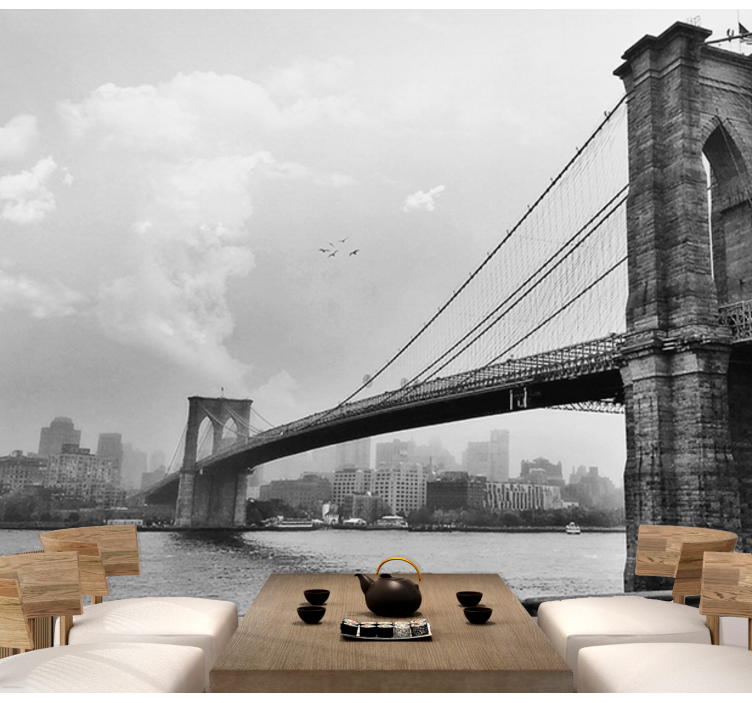 Fotomurale new york contorno ponte di brooklyn - TenStickers