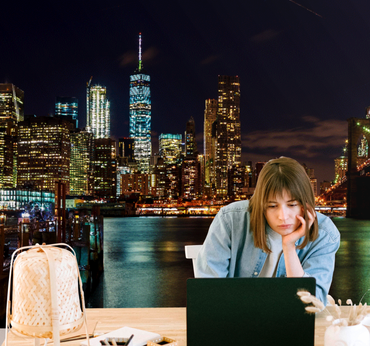 Fotomurale new york paesaggio notturno di manhattan - TenStickers