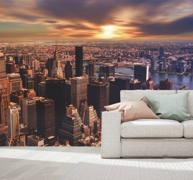 Fotomurale new york skyline urbano al tramonto - TenStickers