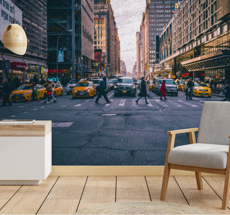 Fotomurale new york strada affollata di new york - TenStickers