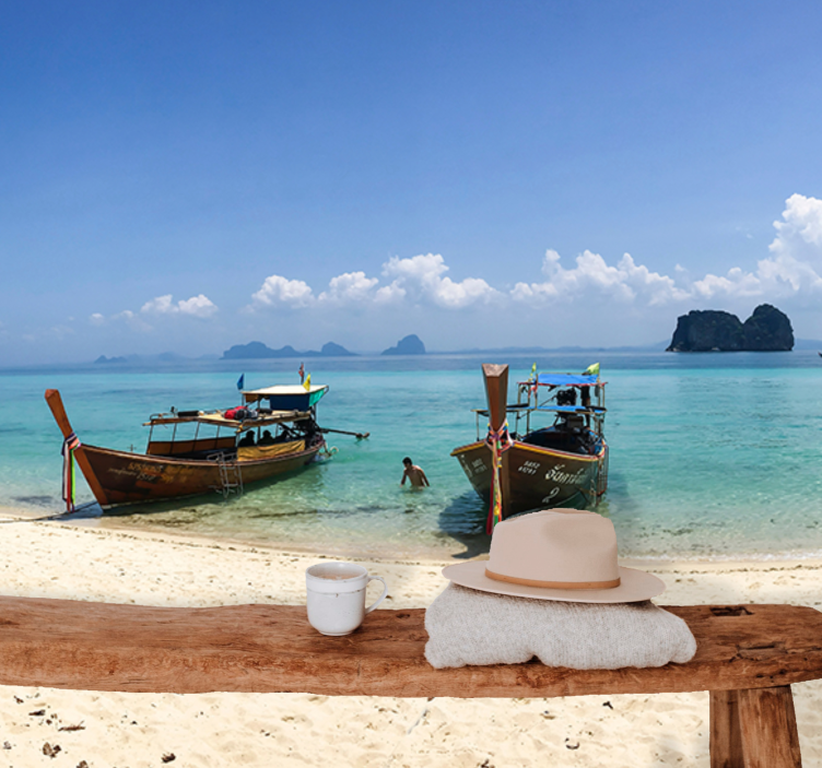 Fotomurale paesaggi scena di spiaggia tropicale - TenStickers