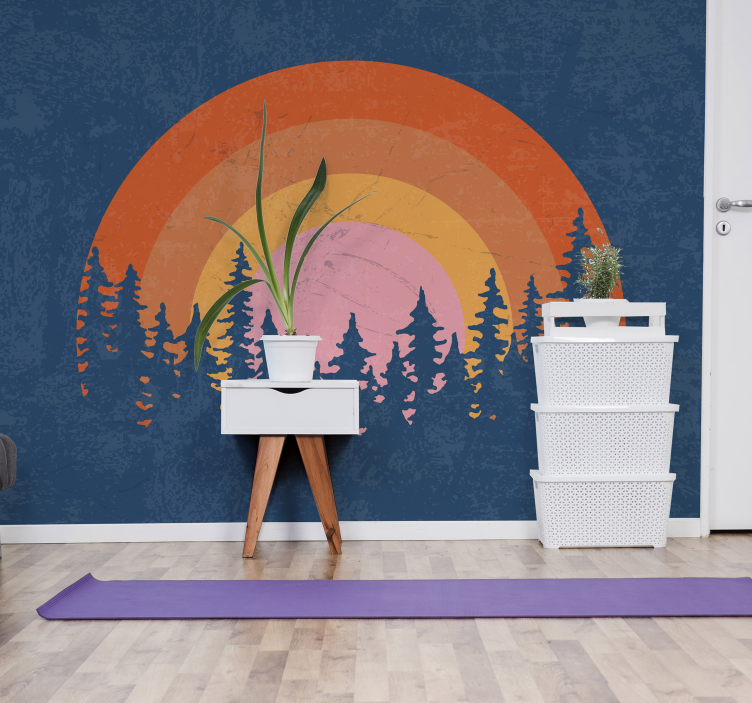 Fotomurale vintage arcobaleno foresta retrò - TenStickers