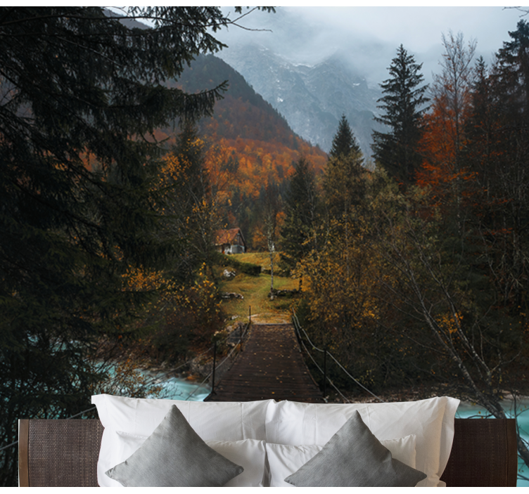 Fotomurale paesaggi sentiero del ponte di legno - TenStickers