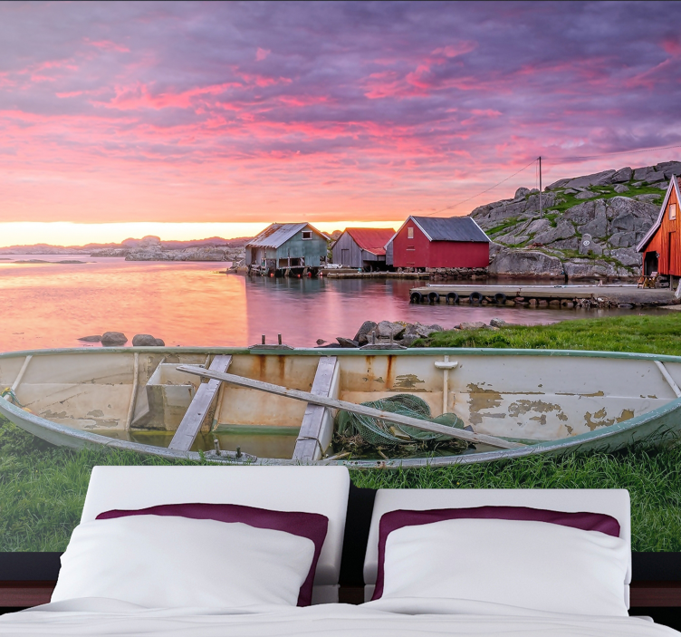 Fotomurale paesaggi villaggio costiero panoramico - TenStickers