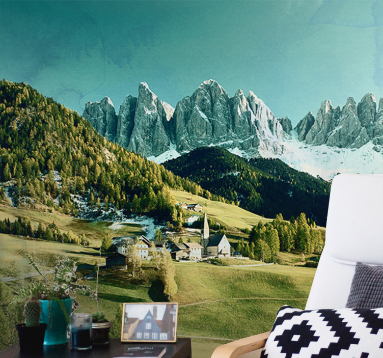 Fotomurale paesaggi villaggio di montagna - TenStickers