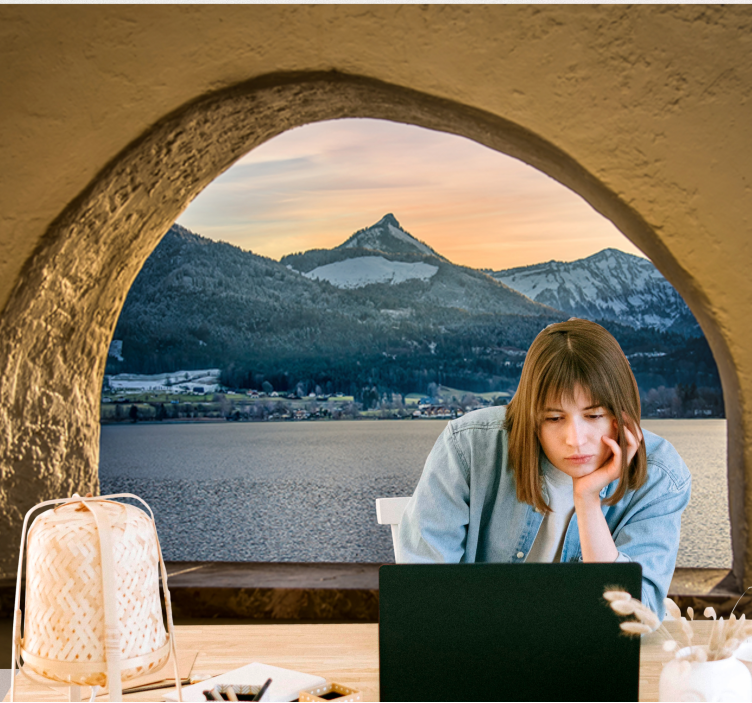 Fotomurale paesaggi vista lago alpino - TenStickers