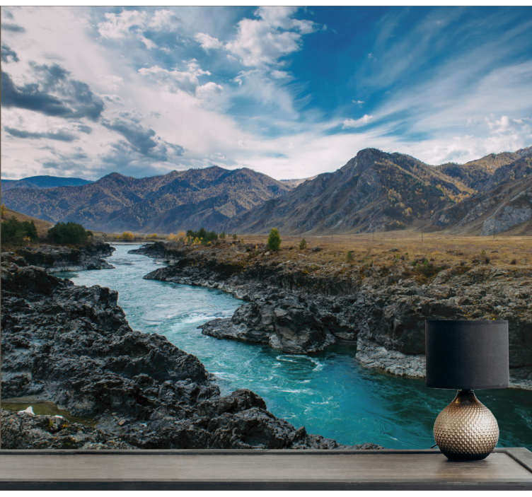 Fotomurale paesaggi vista sul fiume e sulle montagne - TenStickers