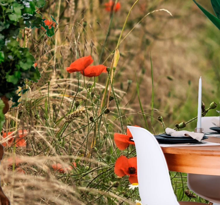 Fotomurale papaveri serenità nel prato - TenStickers