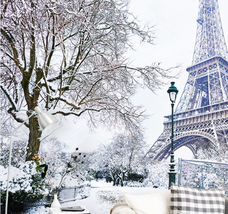 Fotomurale parigi torre eiffel nella neve - TenStickers