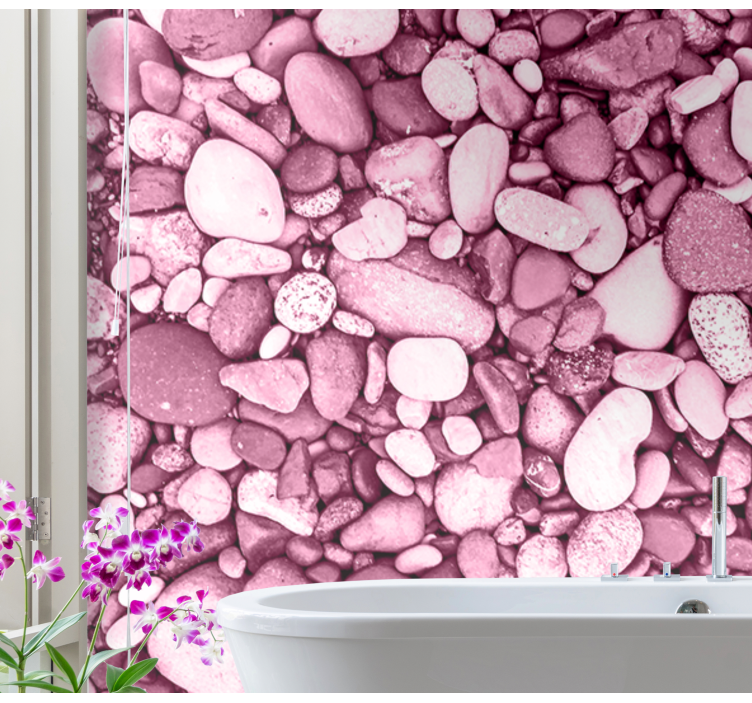 Fotomurale per bagno disposizione di ciottoli rosa - TenStickers