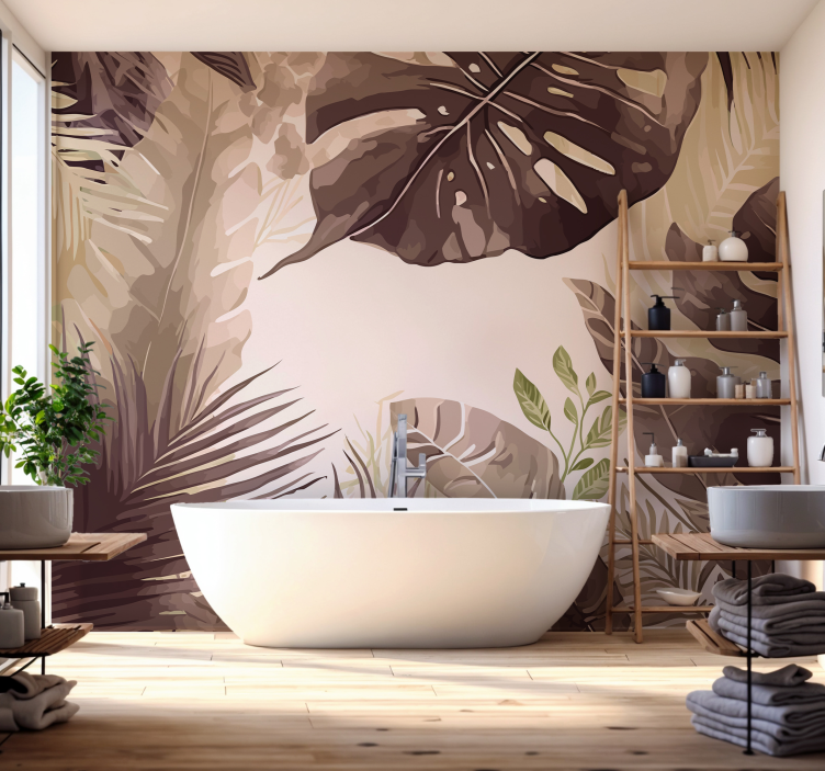 Fotomurale per bagno piante tropicali - TenStickers