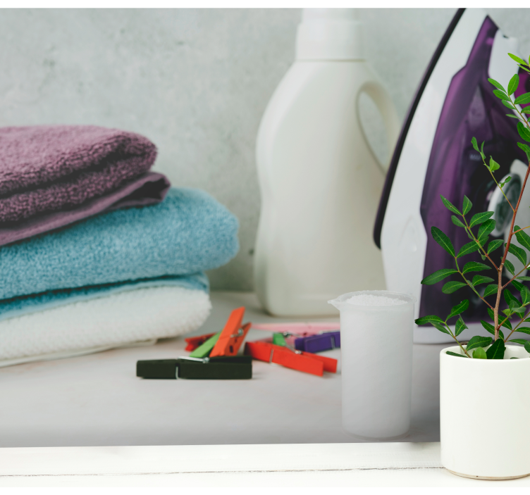 Fotomurale per cucina esposizione di prodotti per lavanderia - TenStickers