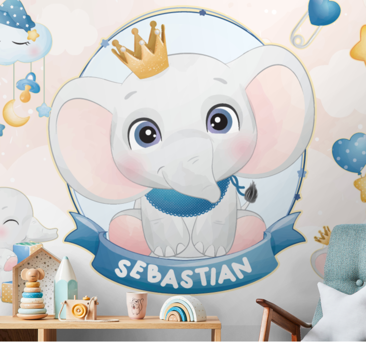 Fotomurale per neonato design elefante carino - TenStickers