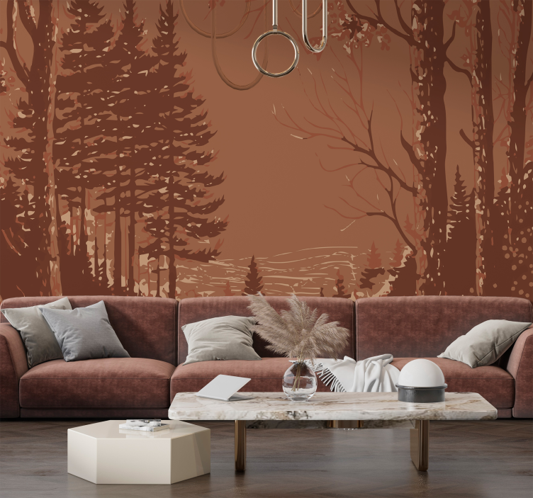 Fotomurale terracotta disegno astratto della natura - TenStickers