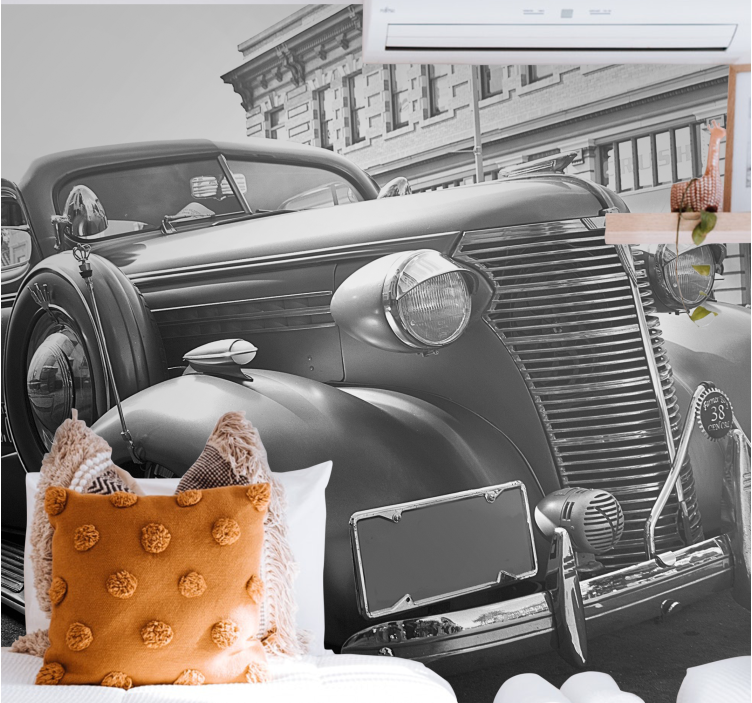 Fotomurale veicoli esposizione auto d'epoca - TenStickers