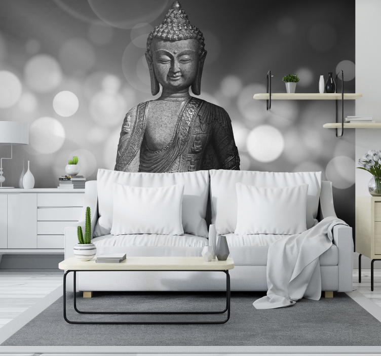 Straordinario fotomurale Zen Buddha d'argento - TenStickers