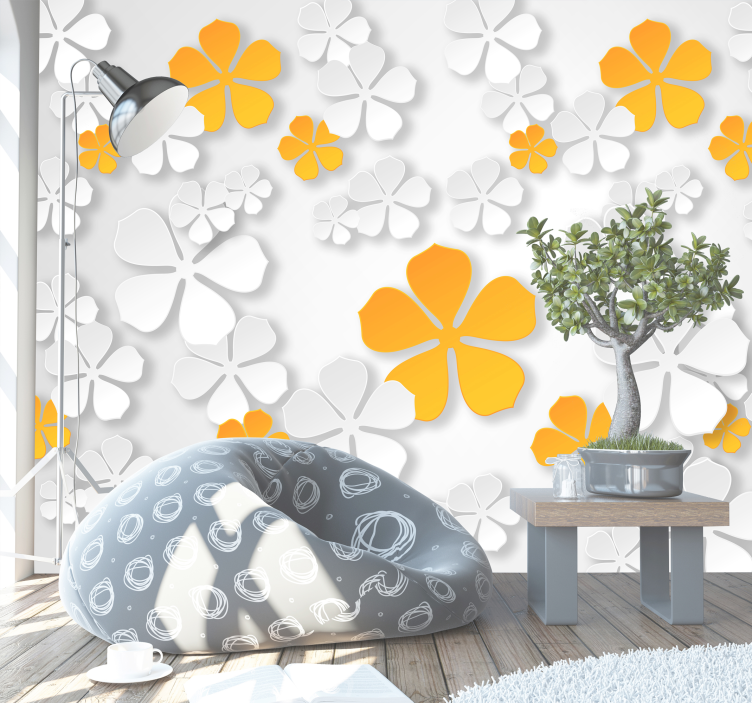 Incredibile fotomurale con Zen fiori orientali - TenStickers