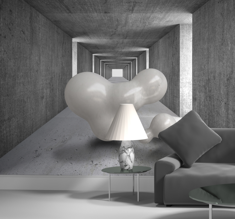 Fotomurale 3d tunnel con sfere fluttuanti - TenStickers