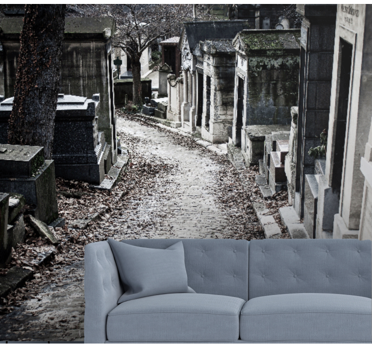Fotomurali città e paesi scena del sentiero del cimitero - TenStickers