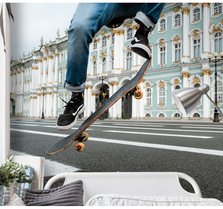 Fotomurali città e paesi skater in movimento - TenStickers