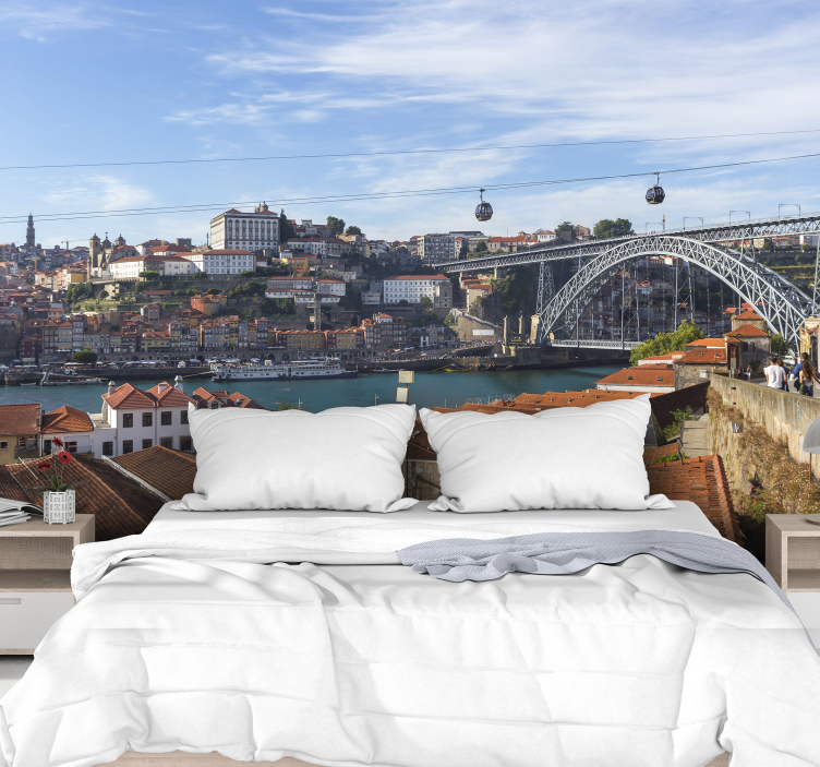 Fotomurali città e paesi vista sul lungofiume di porto - TenStickers