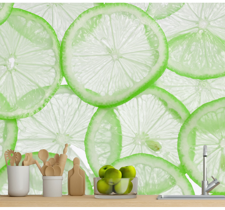 Fotomurali fiori diversi fette di lime fresche - TenStickers