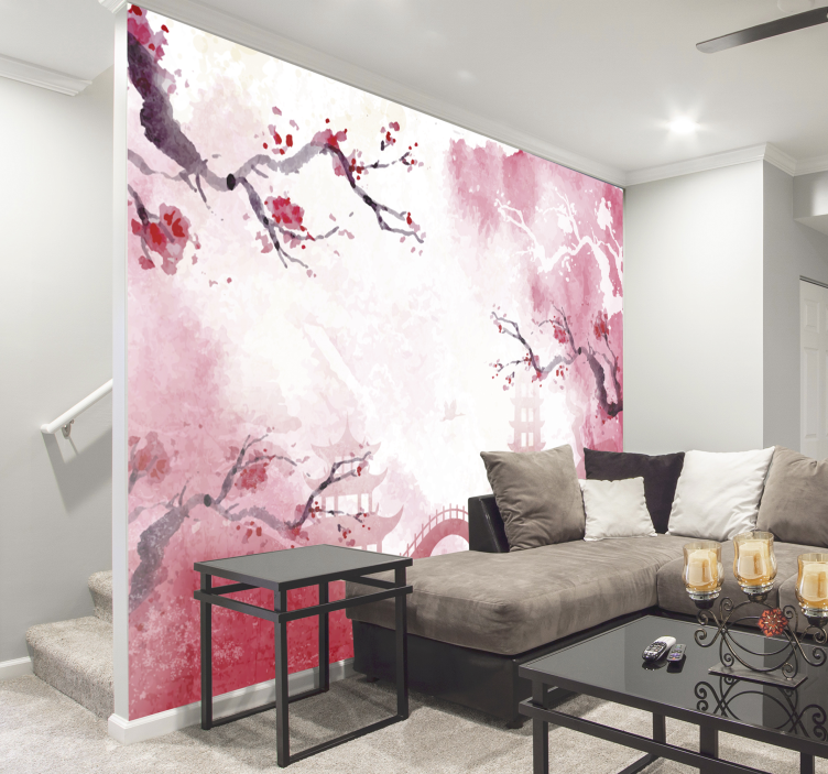 Magnifico fotomurale fiori giardino giapponese - TenStickers