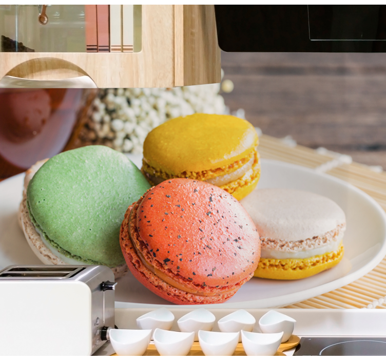 Fotomurali frasi delizia di macarons colorati - TenStickers