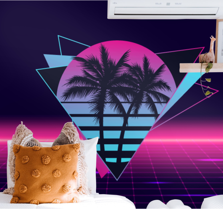 Fotomurali frasi geometria retro palma - TenStickers