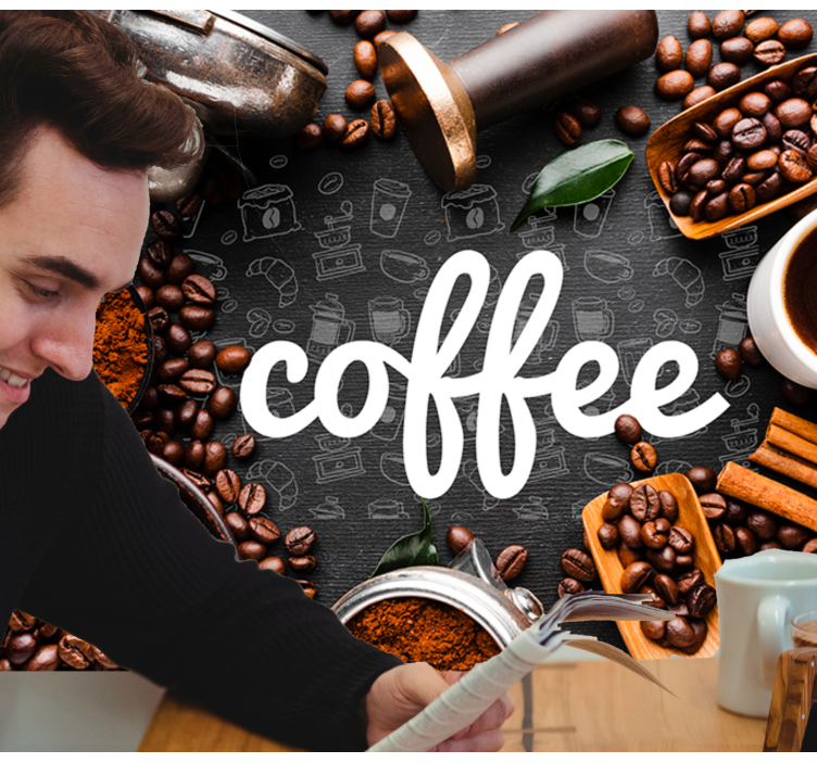 Fotomurali frasi ispirazione al caffè - TenStickers