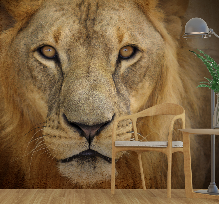 Realistico fotomurale 3D con leone selvaggio - TenStickers