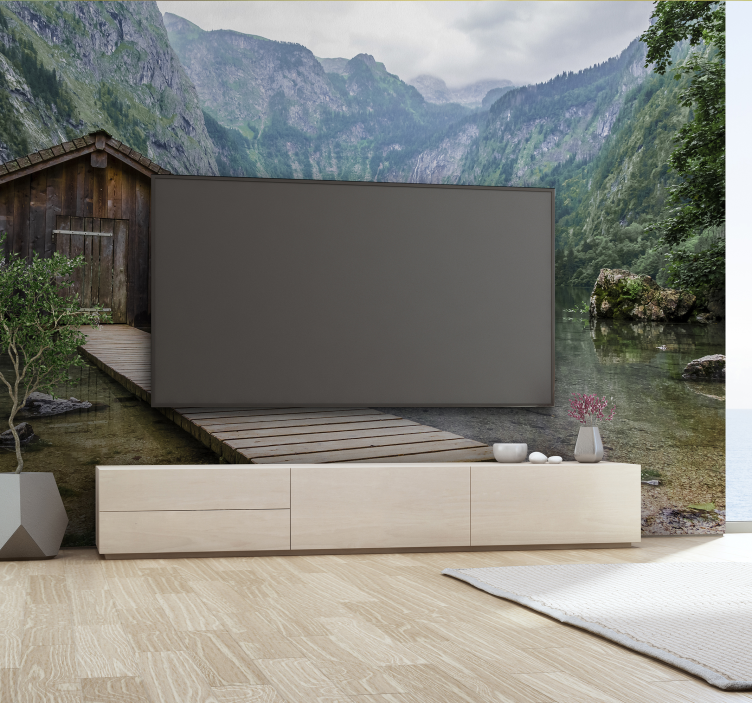 Spettacolare fotomurale 3D con lago di montagna - TenStickers