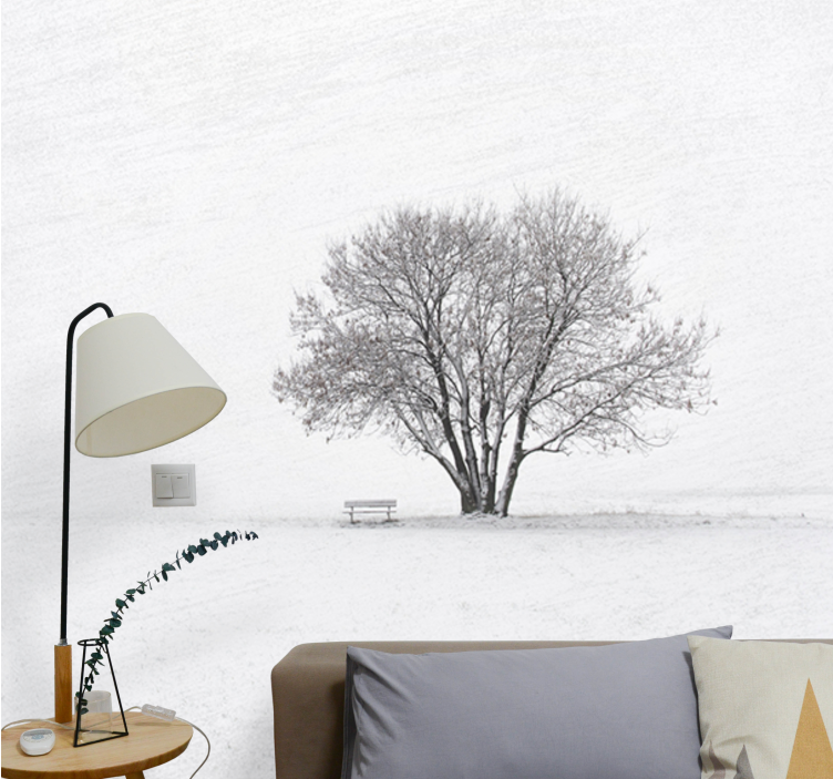 Fotomurali natura albero solitario innevato - TenStickers