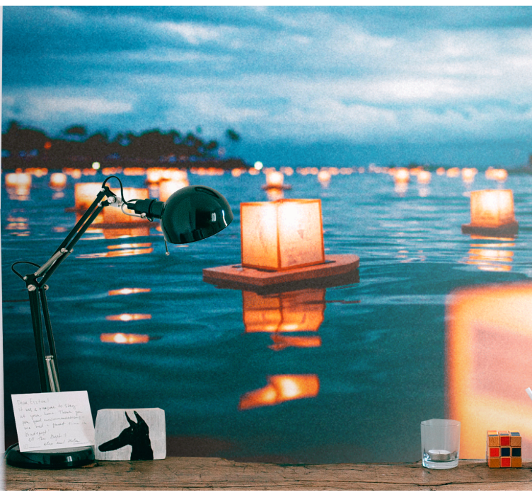 Fotomurali natura lanterne galleggianti di notte - TenStickers