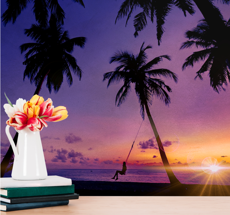 Fotomurali natura palma oscillante al tramonto - TenStickers
