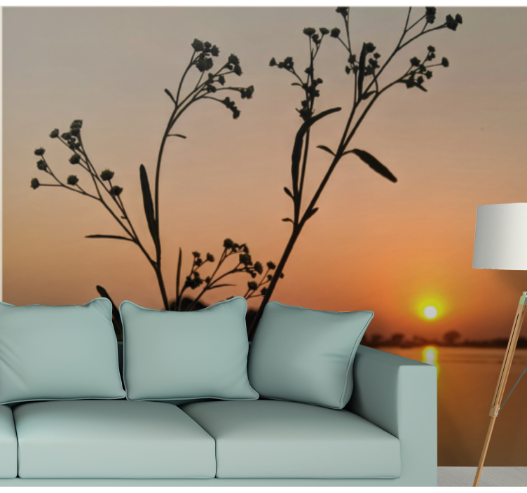 Fotomurali natura silhouette al tramonto in fiore - TenStickers