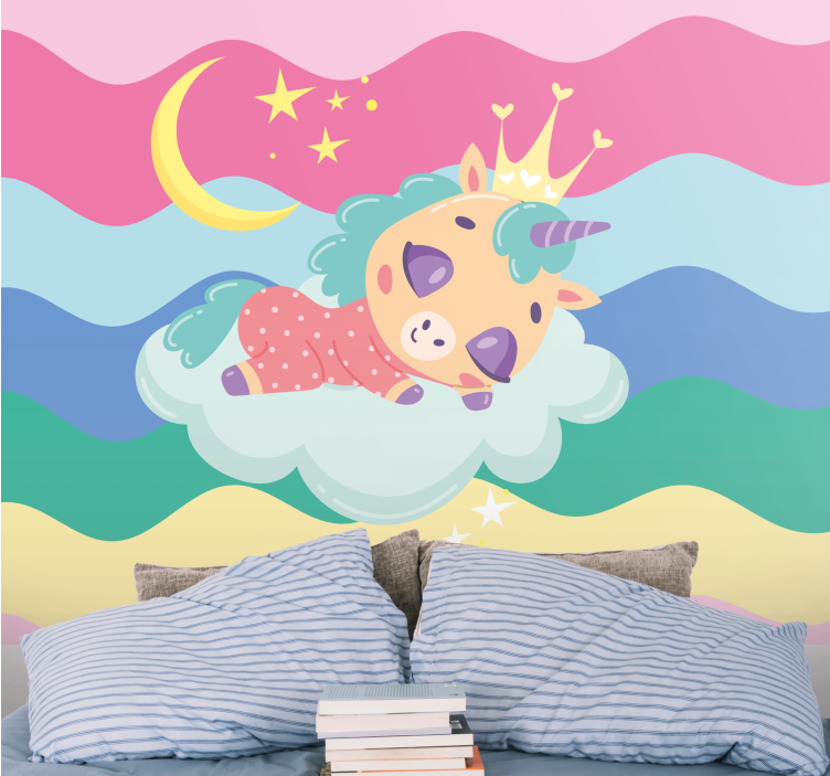 Fotomurali persone unicorno che dorme fantasia - TenStickers