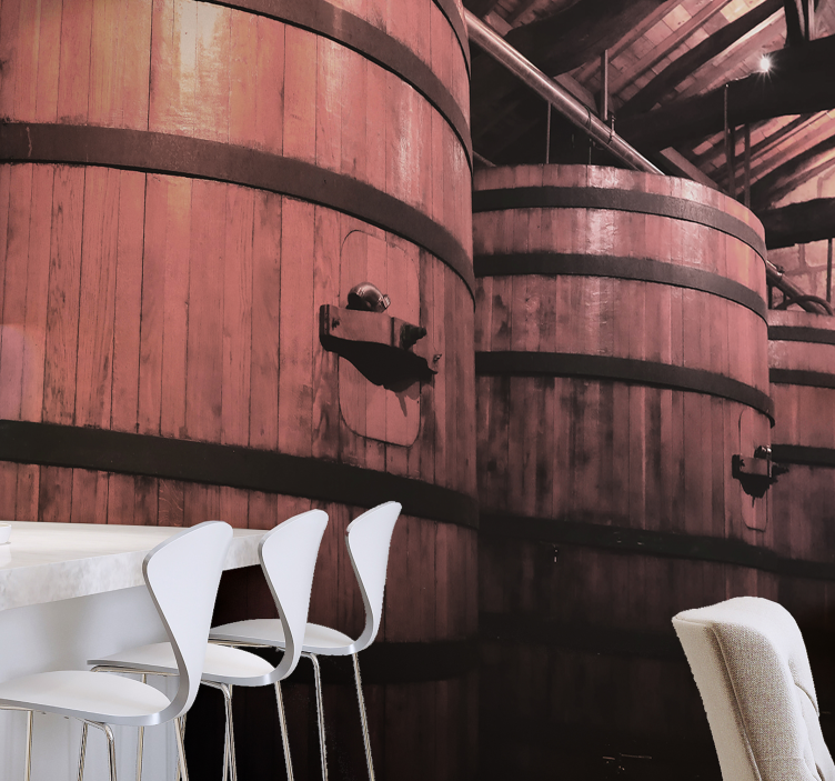 Fotomurali pietra contenitore in botti di legno - TenStickers