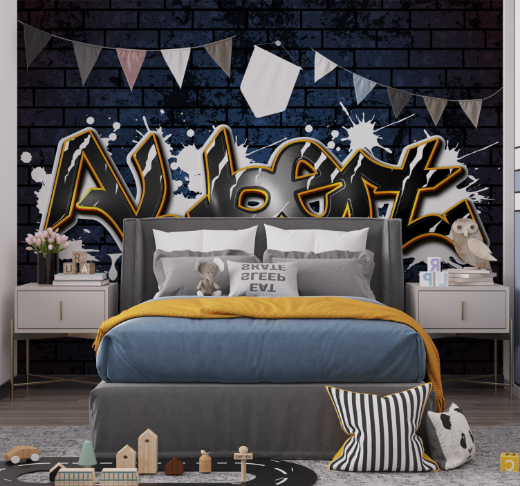 Murale per cameretta ragazzi muro di mattoni con nome - TenStickers