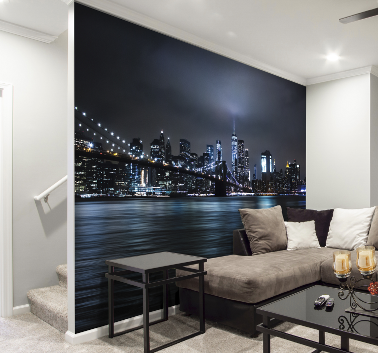 Murale sullo skyline notturno di new york - TenStickers