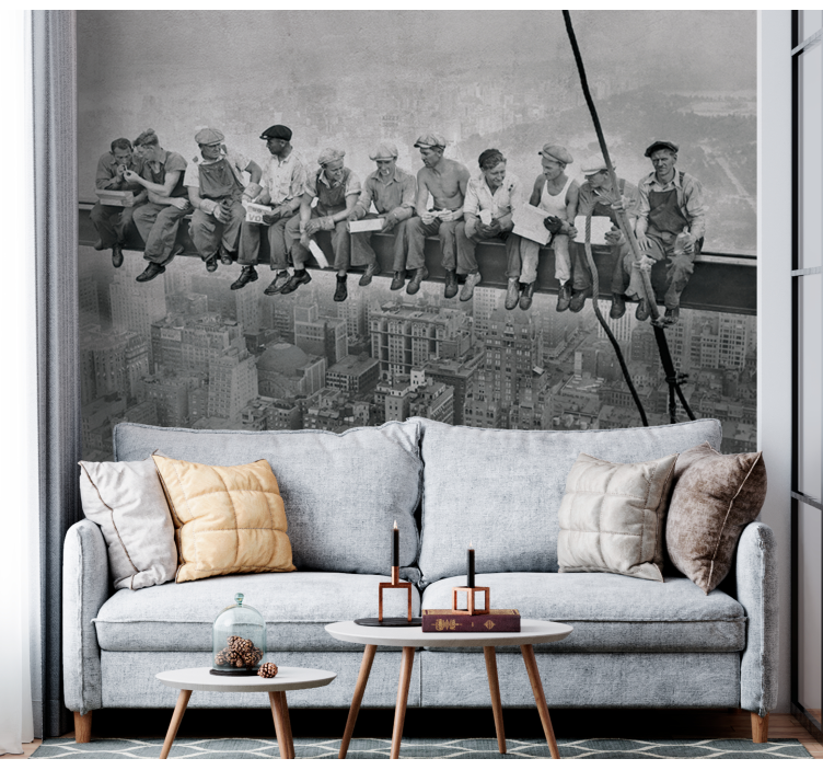 Fotomurale vintage Uomini in cima al grattacielo - TenStickers