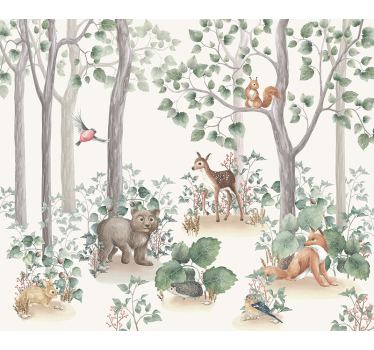 Fotomurale per neonato animali nel bosco - TenStickers