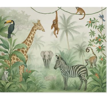Fotomurale cameretta ragazzi eleganti animali da safari - TenStickers