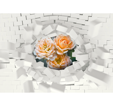 Carta da parati 3D grandi cubi e fiori - TenStickers