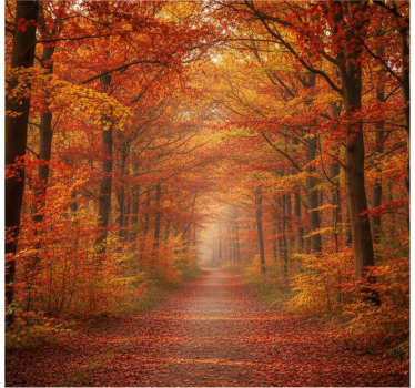 Carta da parati foresta sentiero degli alberi d'autunno - TenStickers