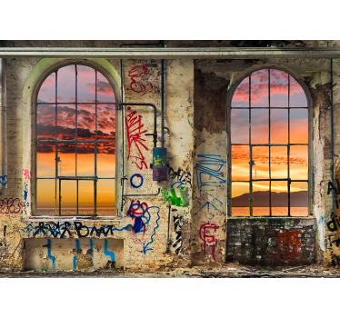 Fotomurale 3d vista del tramonto urbano - TenStickers