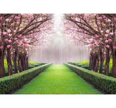 fotomurale 3d paesaggio boschetto rosa - TenStickers
