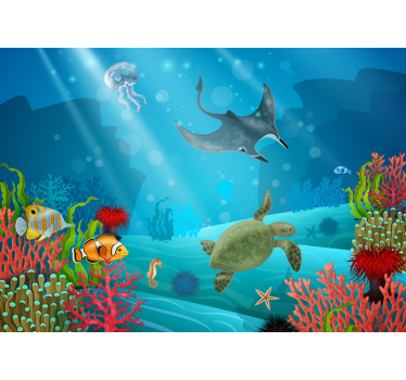 Fotomurale con animali marini stile cartoon - TenStickers