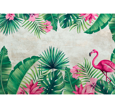 Fotomurale paesaggi Fenicotteri e palme - TenStickers