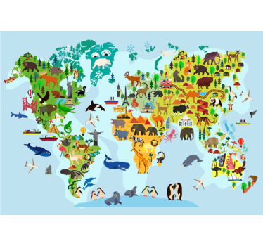 Fotomurale mappamondo con monumenti dei paesi - TenStickers